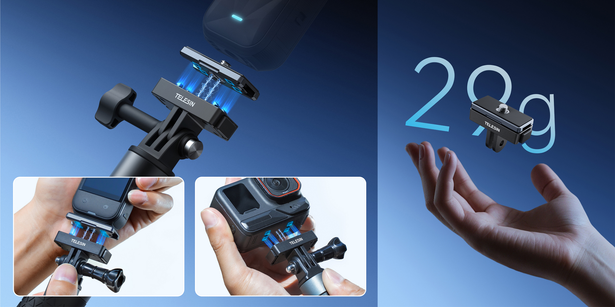 Adapter montażowy magnetyczny Telesin S7-JBK-18-TIS do kamer Insta360 Ace Pro / X3 / X4 / X5